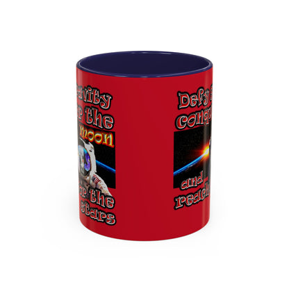 defy conquer reach - Accent Mug (dark red)