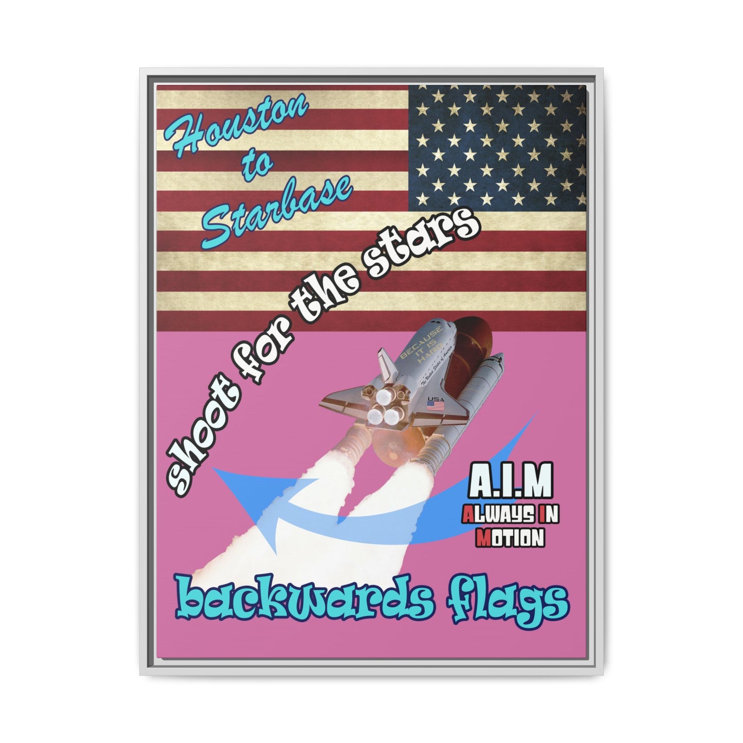 shoot for the stars - framed canvas art (light pink)