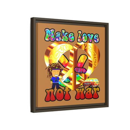 love peace - framed canvas art (light brown)