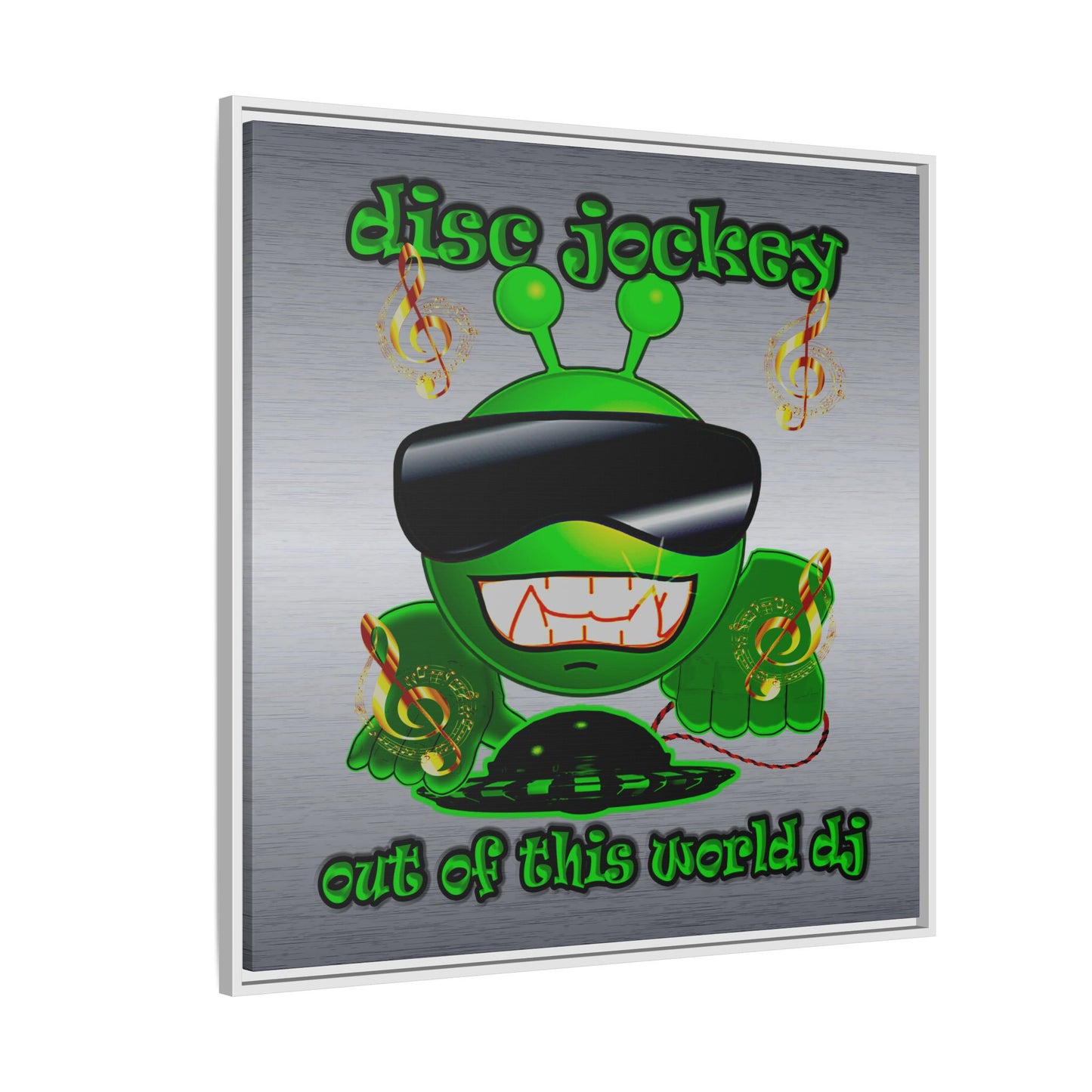 disc jockey - framed canvas art (brushed nickel)