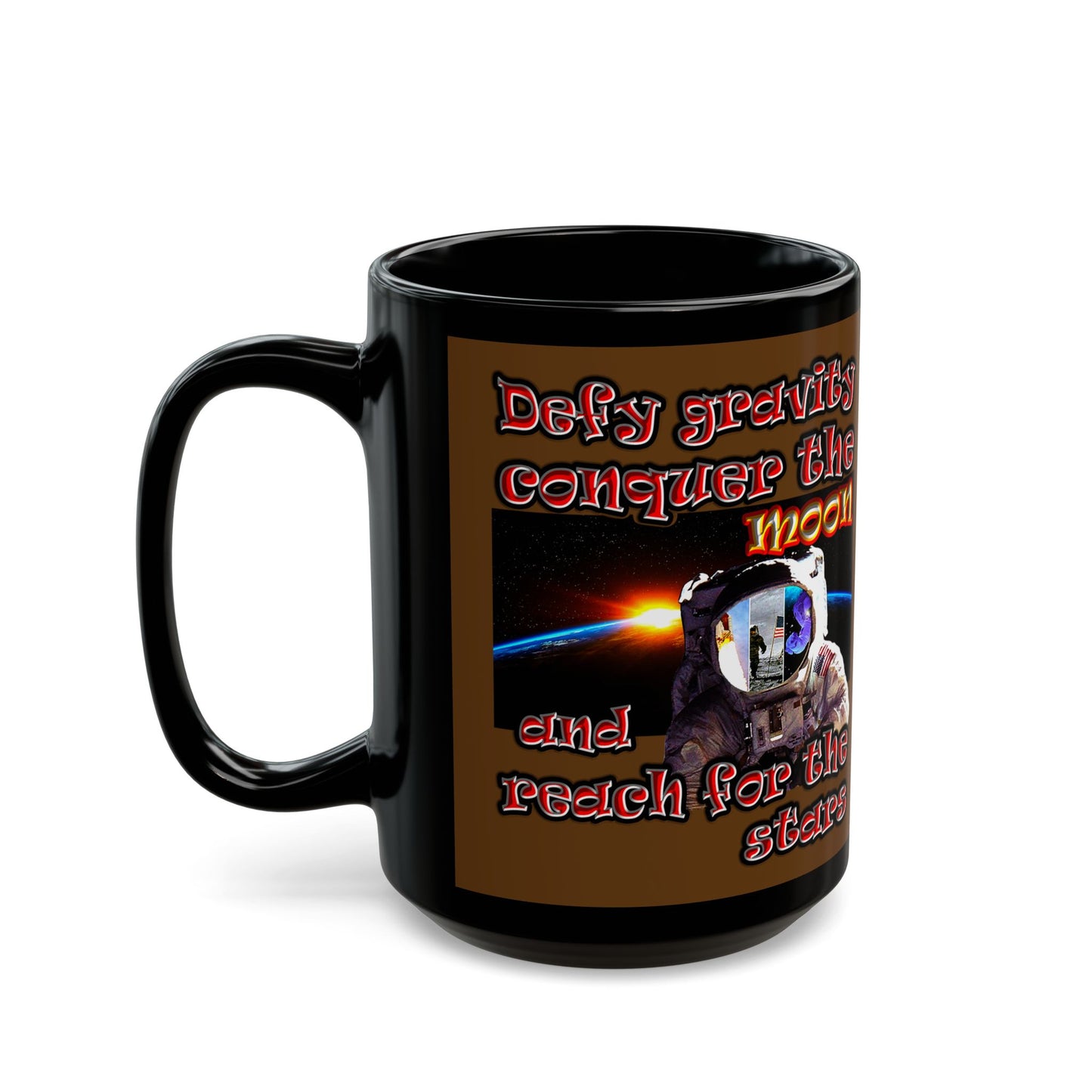 defy conquer reach - Black Mug (brown)