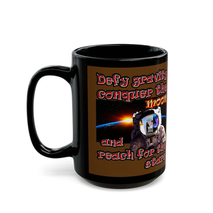 defy conquer reach - Black Mug (brown)