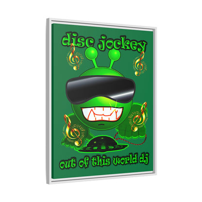 disc jockey - framed canvas art (dark green)