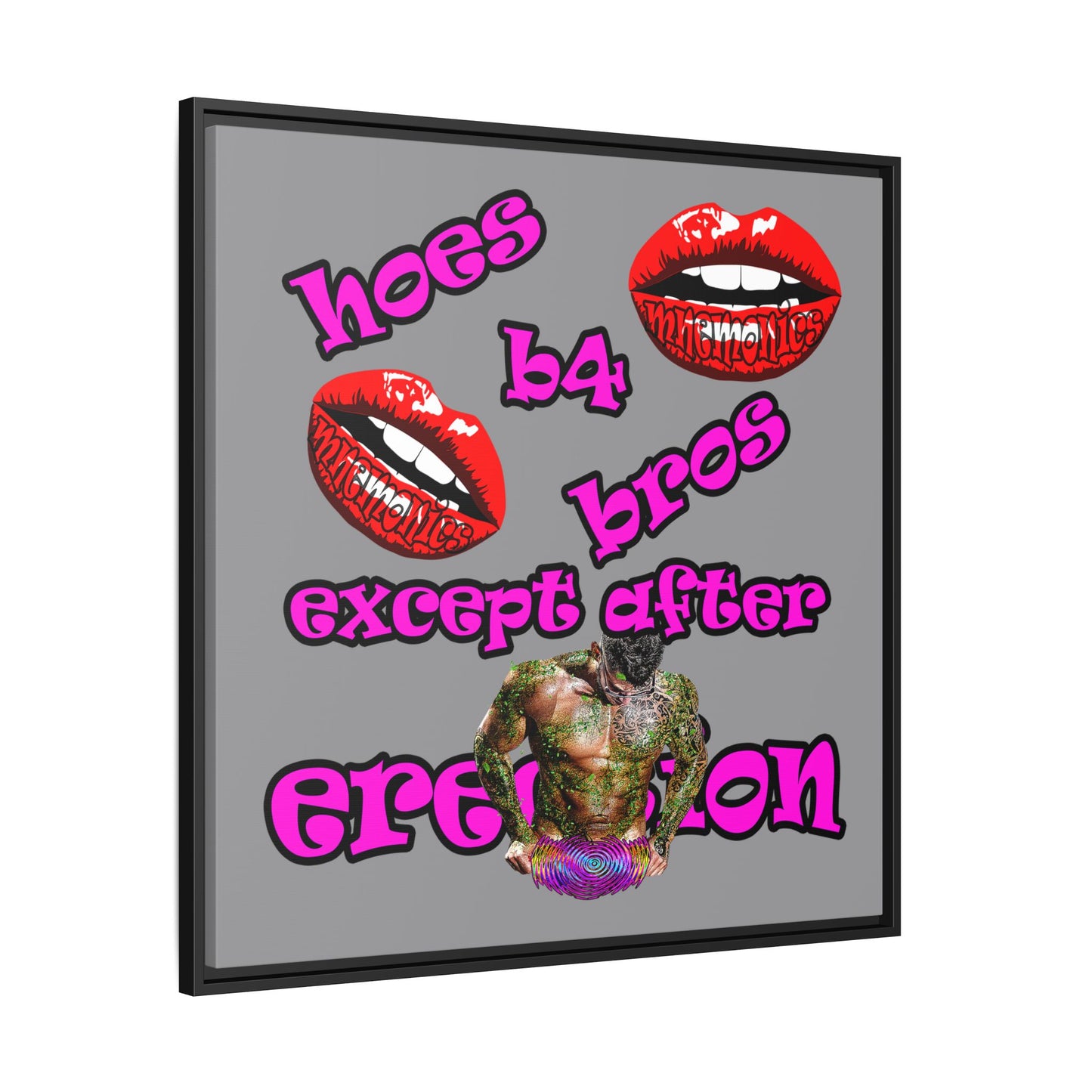 hoes b4 bros - framed canvas art (grey)