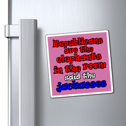 donkeys and elephants - Magnets - (light pink)