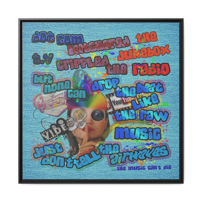 drop the beat - framed canvas art (faded blue)