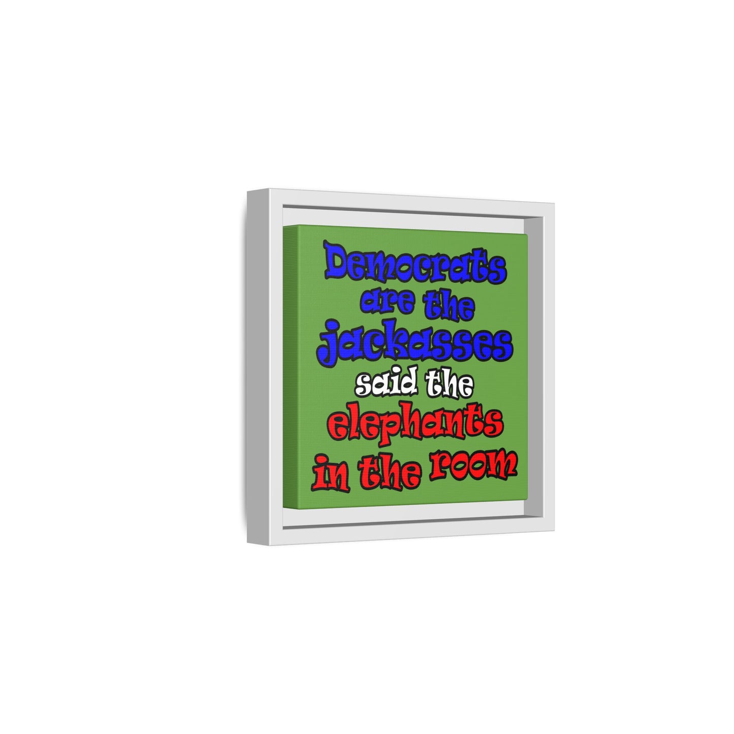 donkeys and elephants - framed canvas art (green)