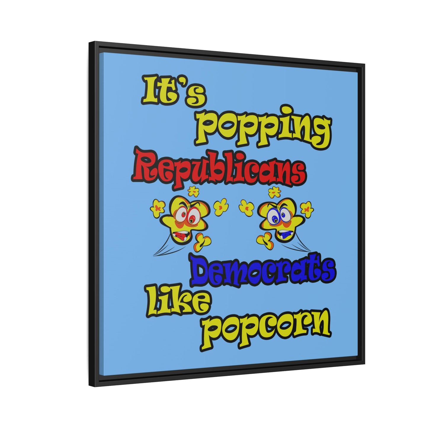 popping like popcorn - framed canvas art (light blue)
