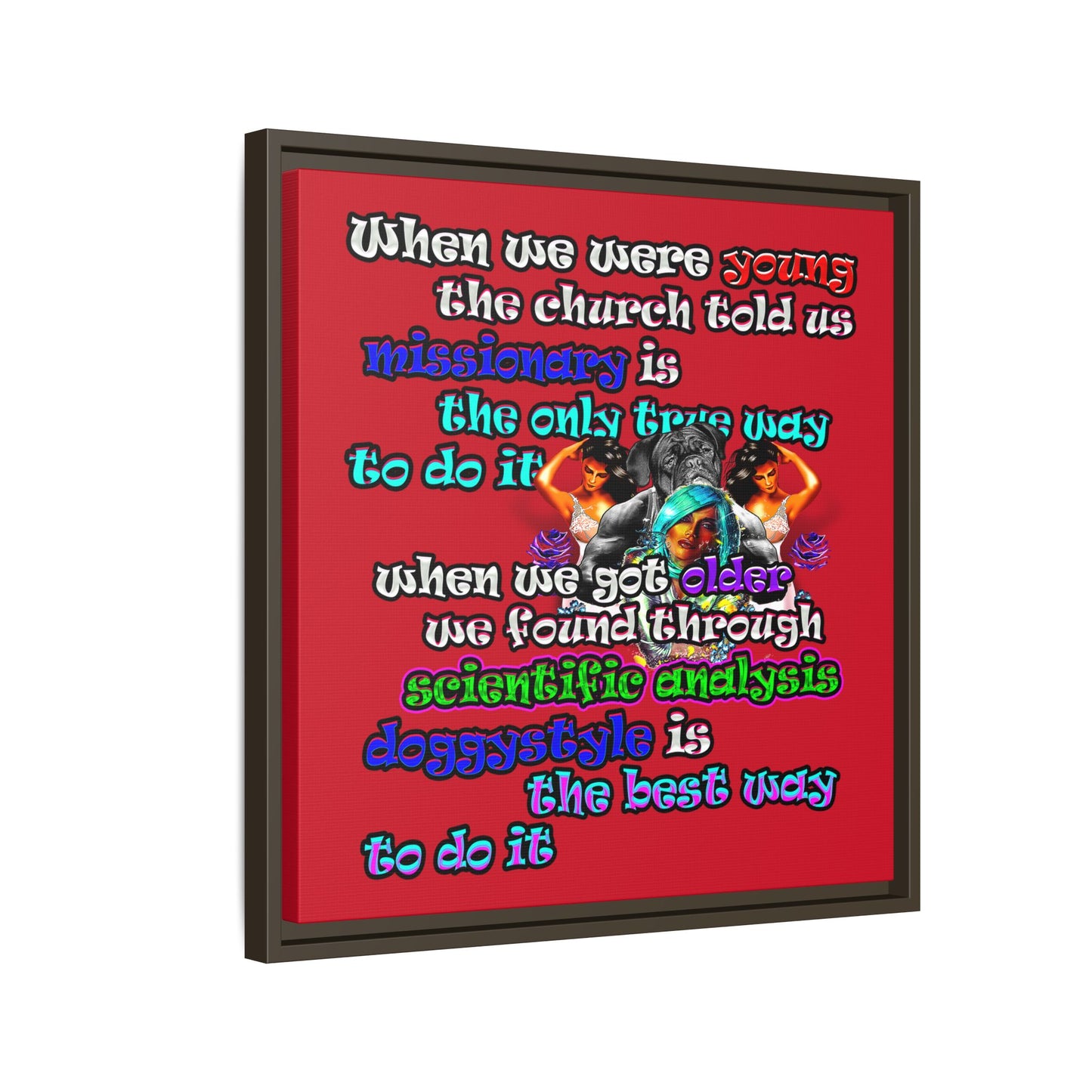 doggystyle - framed canvas art (dark red)