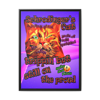 schrodinger's cat - framed canvas art (purple-pink wave)