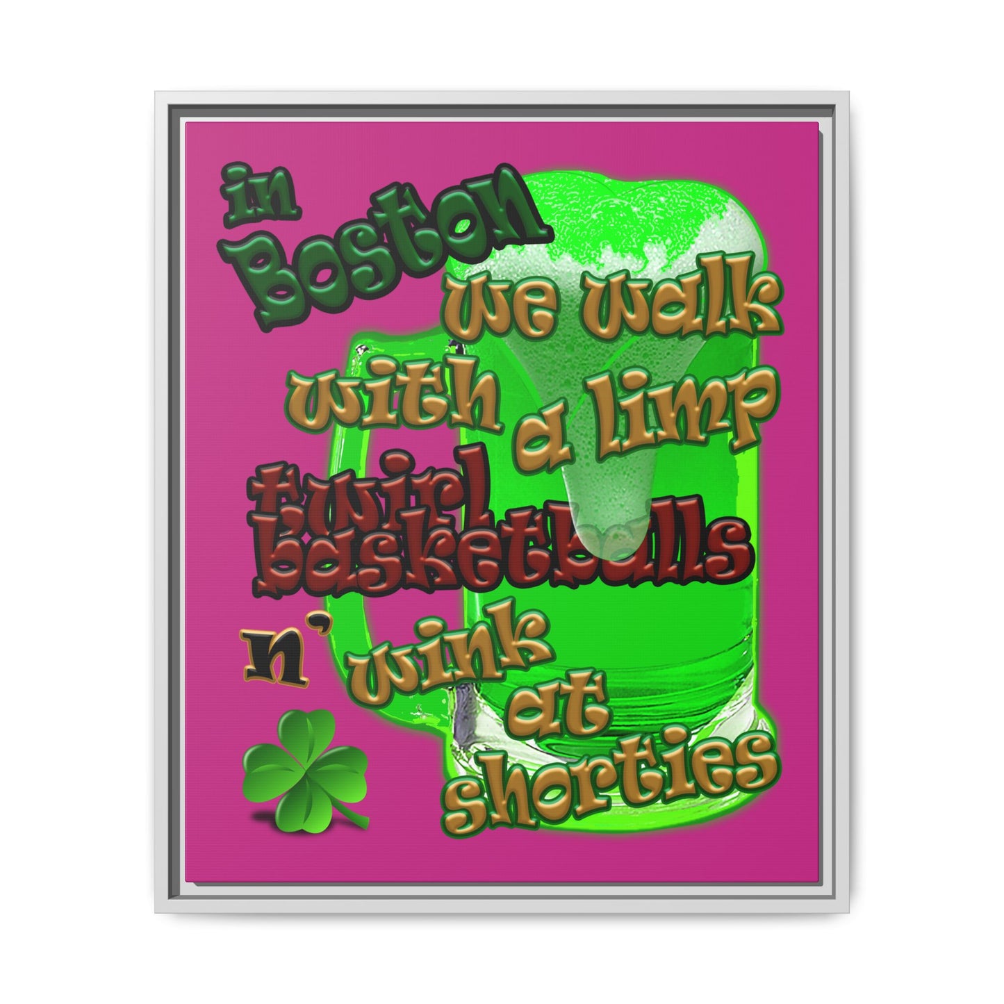 celtics logo - framed canvas art (pink)