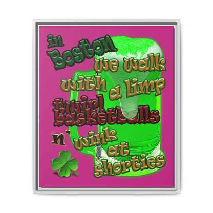 celtics logo - framed canvas art (pink)