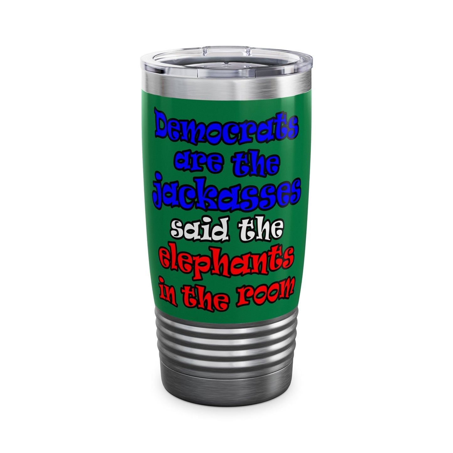 donkeys and elephants - Ringneck Tumbler, 20oz (dark green)