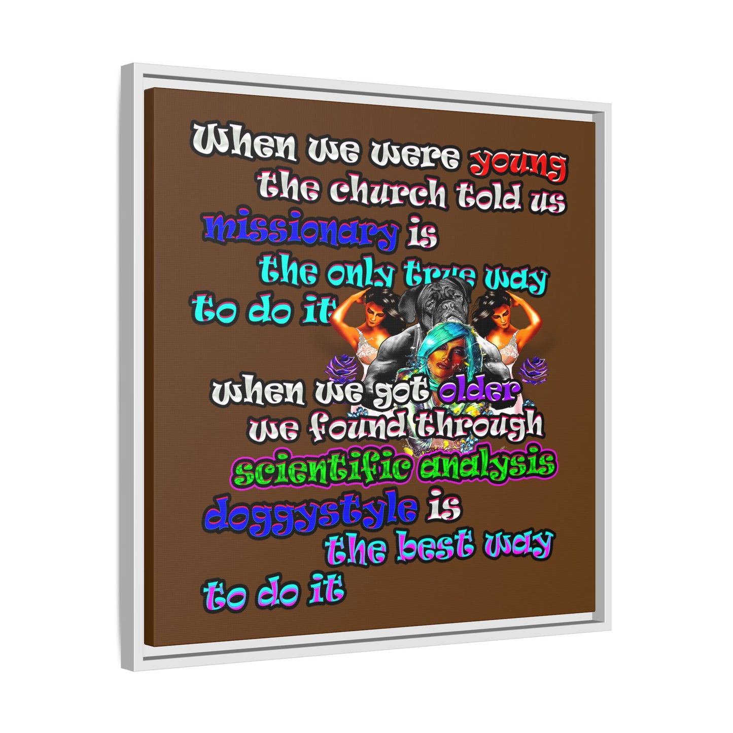 doggystyle - framed canvas art (brown)