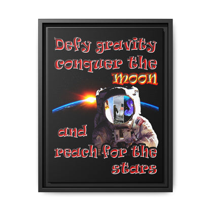 defy conquer reach - framed canvas art (black)