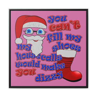 santa's shoes - framed canvas art (light pink)