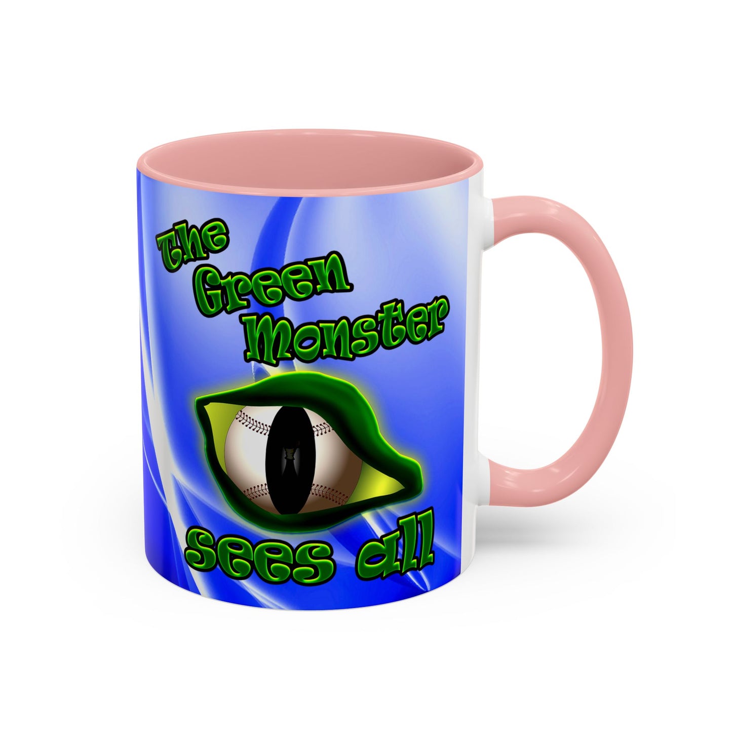 green monster - Accent Mug (blue-white wave)