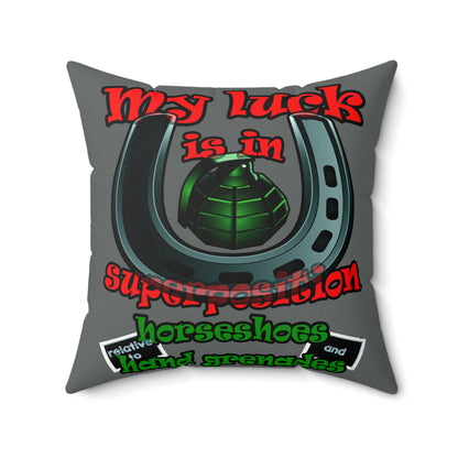 my luck - Faux Suede Square Pillow - (dark grey)