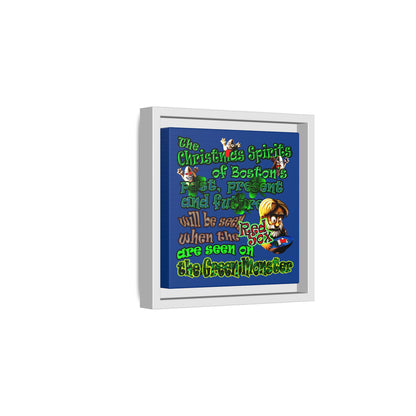christmas spirits of boston - framed canvas art (dark blue)