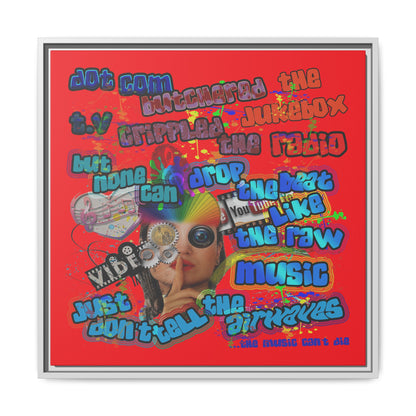 drop the beat - framed canvas art (red)