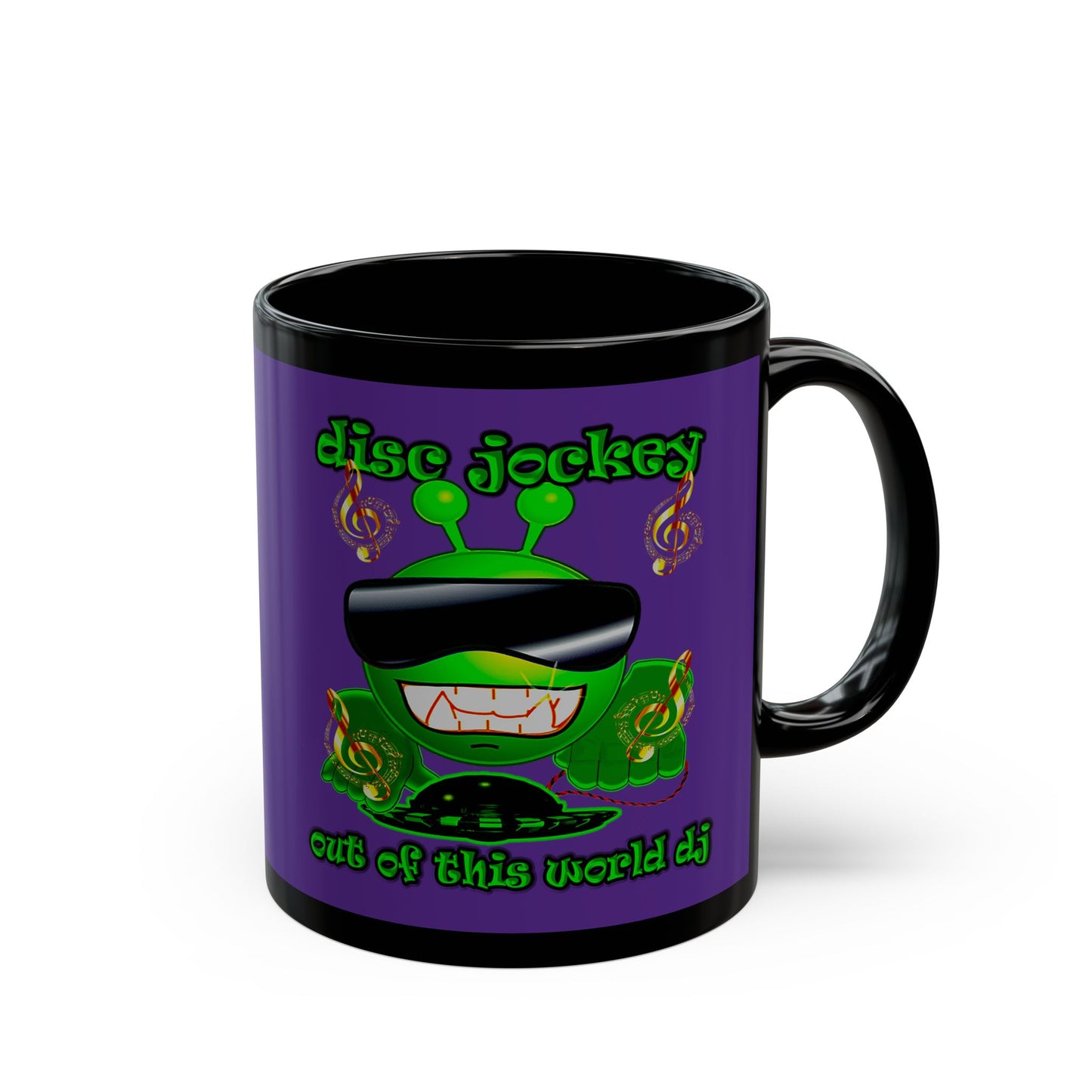 disc jockey - Black Mug (purple)