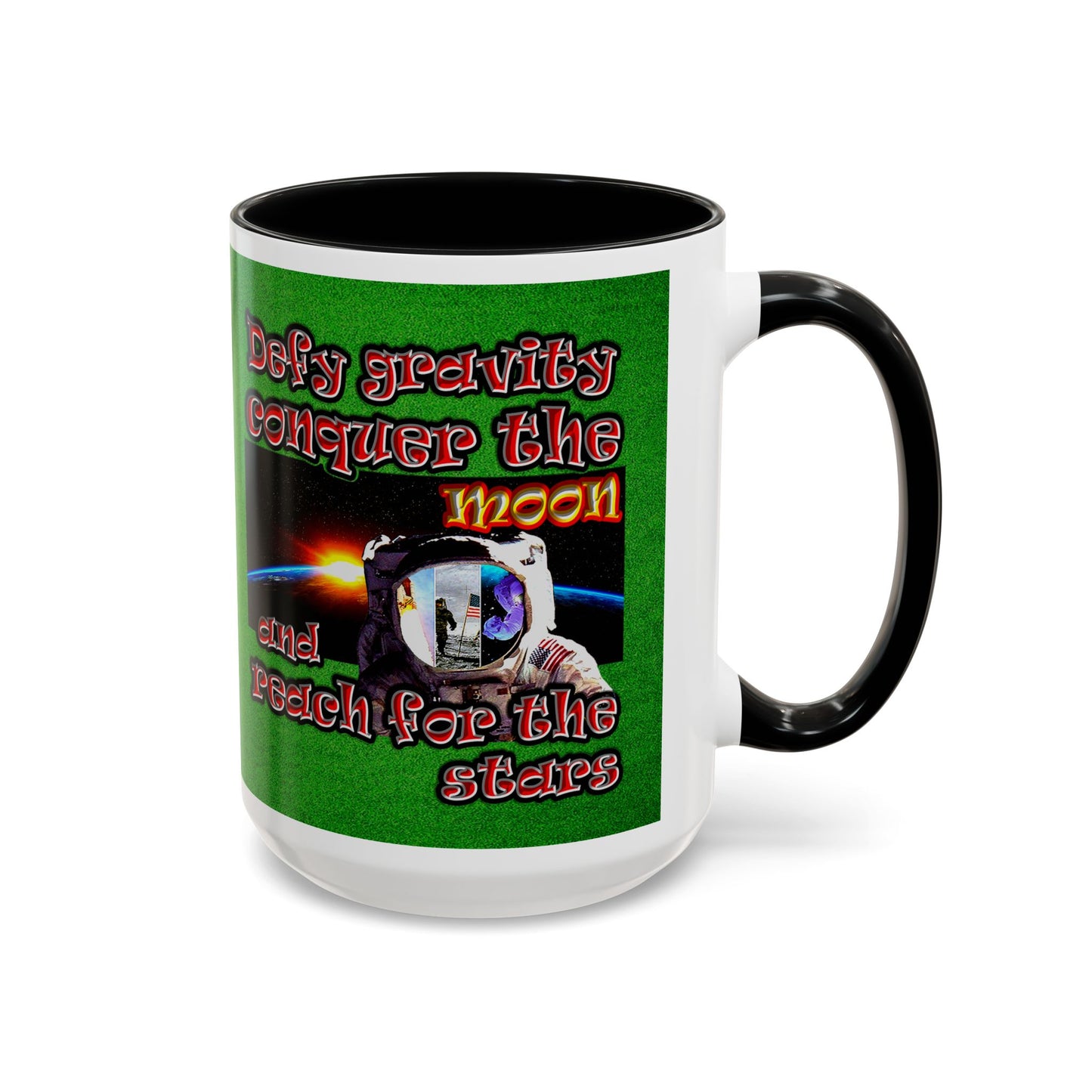 defy conquer reach - Accent Mug (green turf)