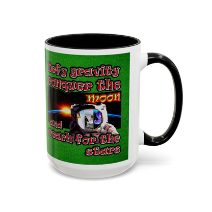 defy conquer reach - Accent Mug (green turf)