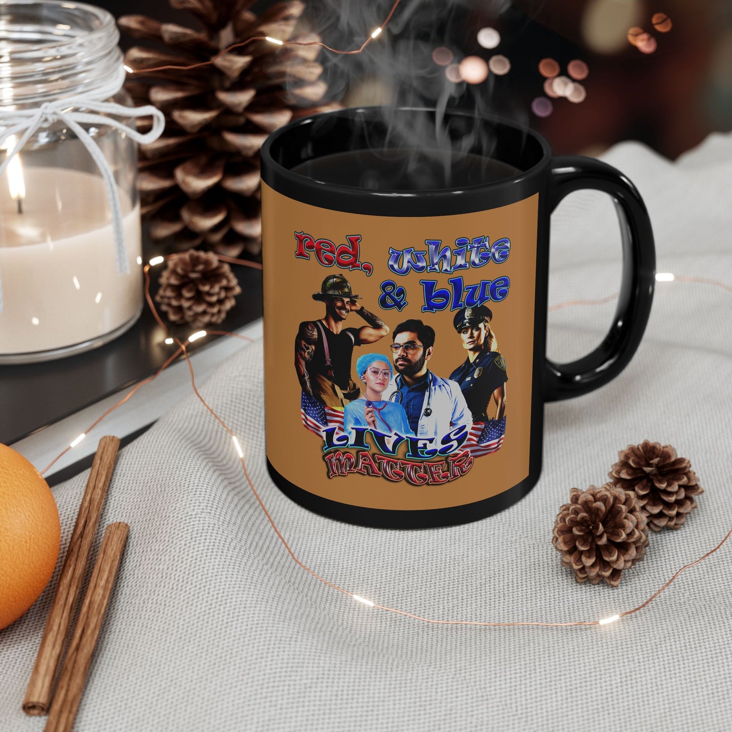 rw&b lives matter - Black Mug (light brown)