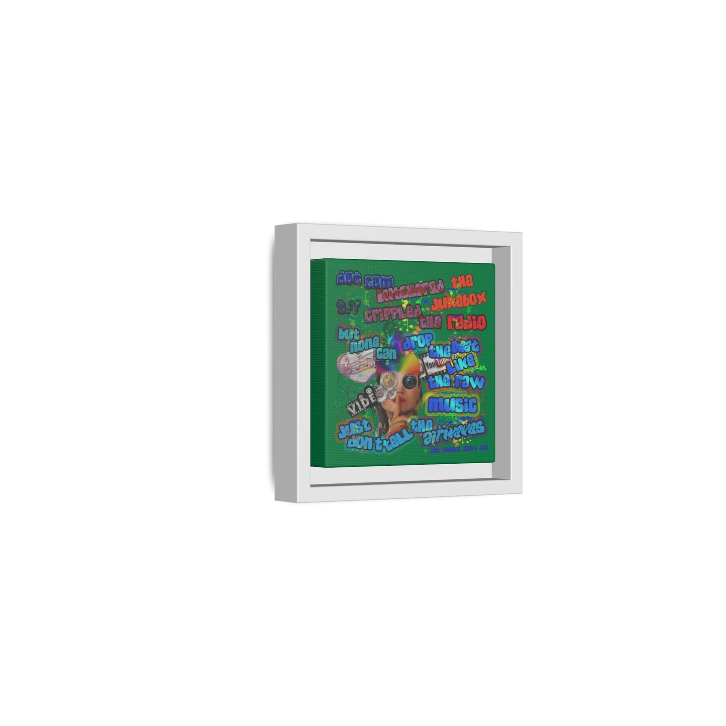 drop the beat - framed canvas art (dark green)
