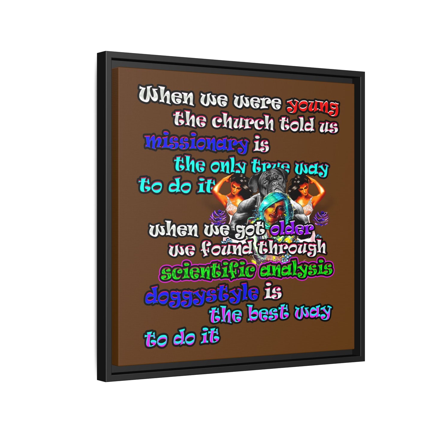 doggystyle - framed canvas art (brown)
