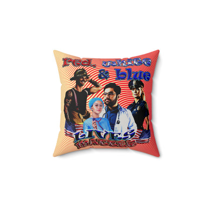 rw&b lives matter - Faux Suede Square Pillow - (yellow-orange wave)