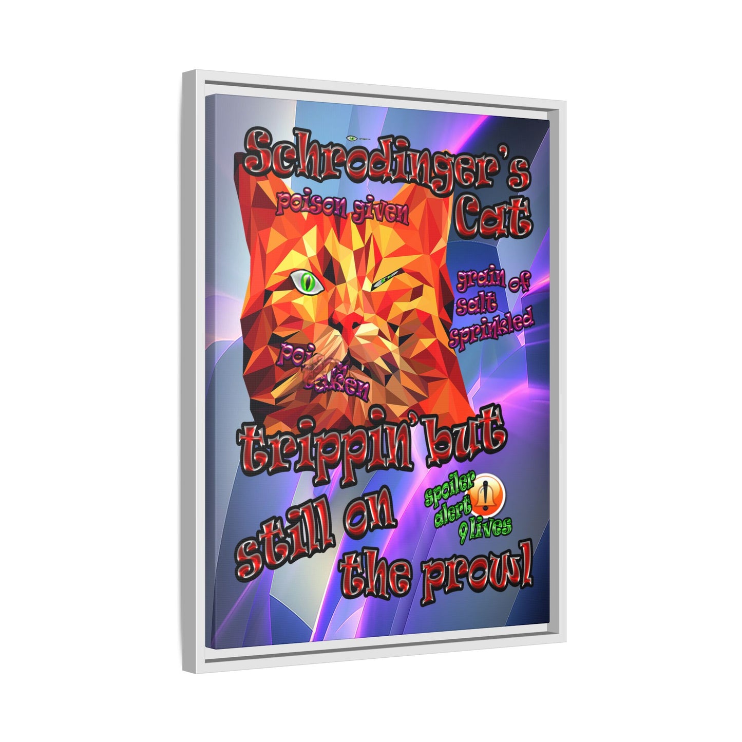 schrodinger's cat - framed canvas art (grey-pink wave)