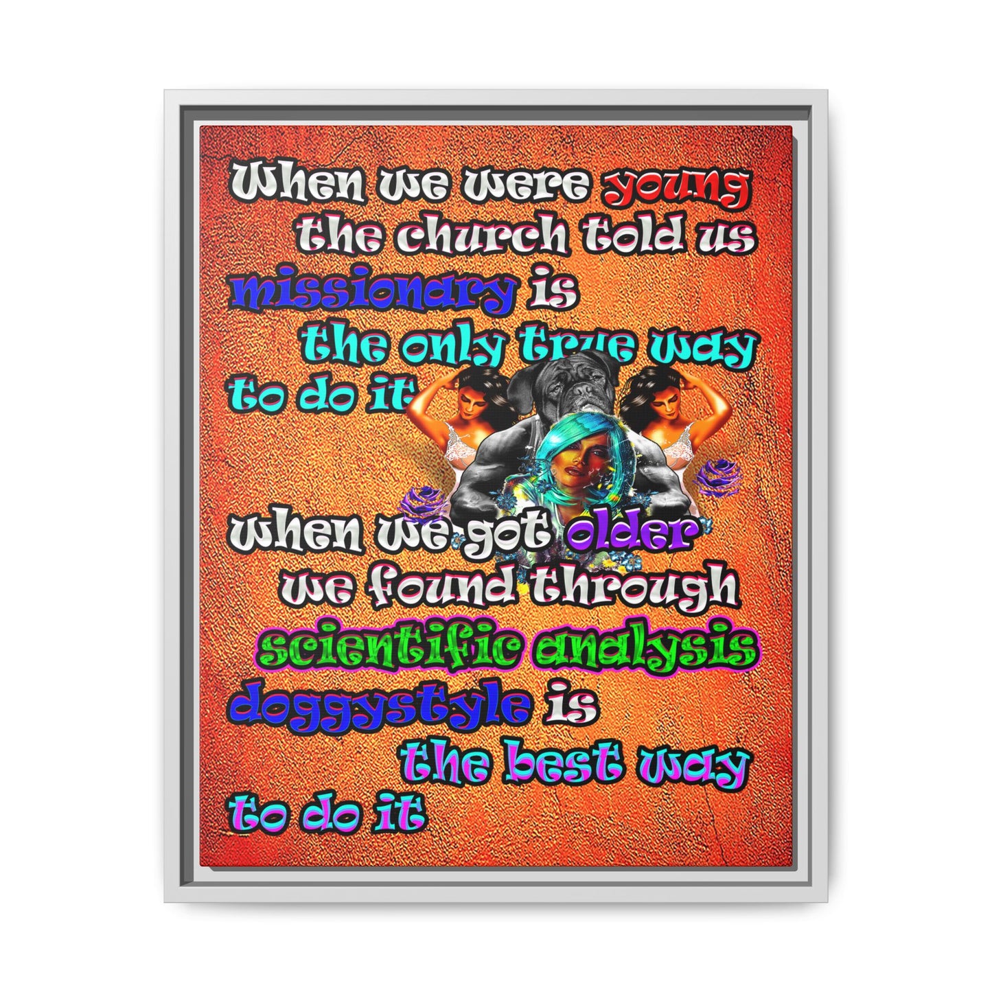 doggystyle - framed canvas art (burnt orange)