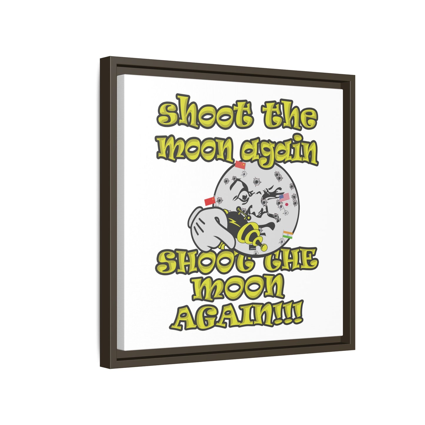 shoot the moon again - framed canvas art (white)