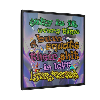 the bum's shit - framed canvas art (grey-pink wave)