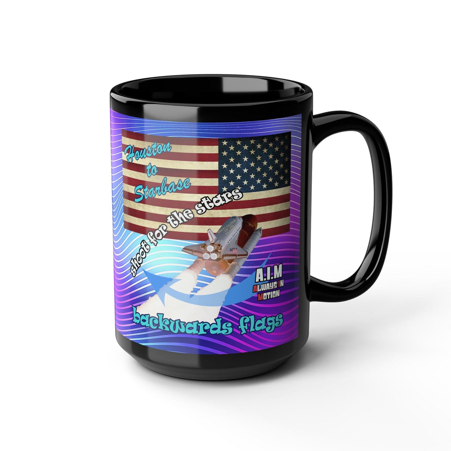 shoot for the stars - Black Mug (purple wave)