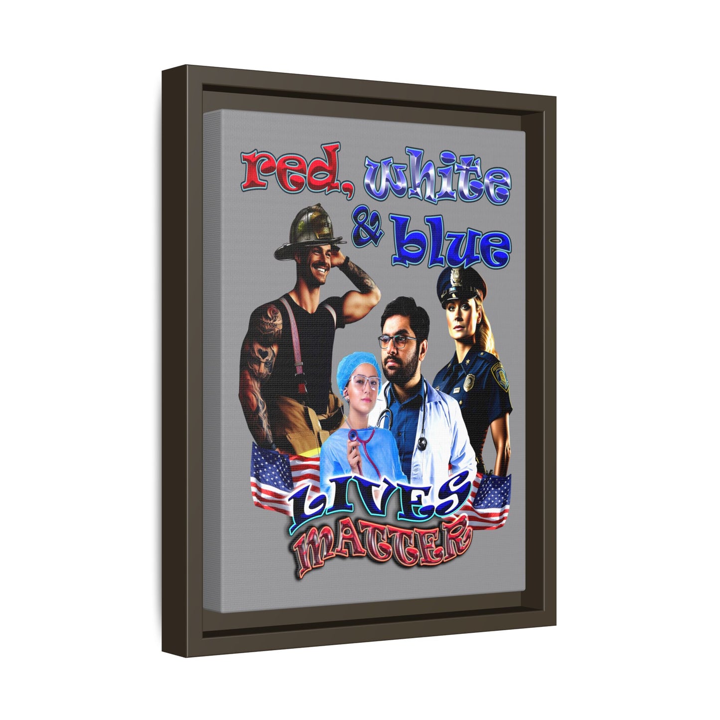 rw&b lives matter - framed canvas art (grey)