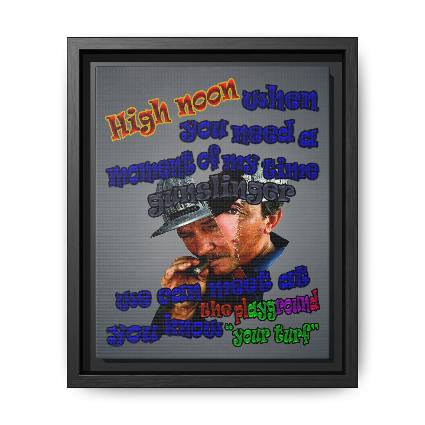 high noon - framed canvas art (grey-light grey)