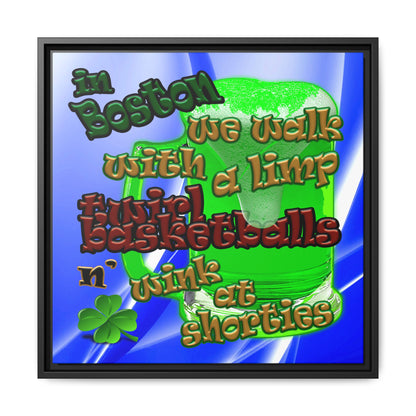 celtics logo - framed canvas art (blue-white wave)
