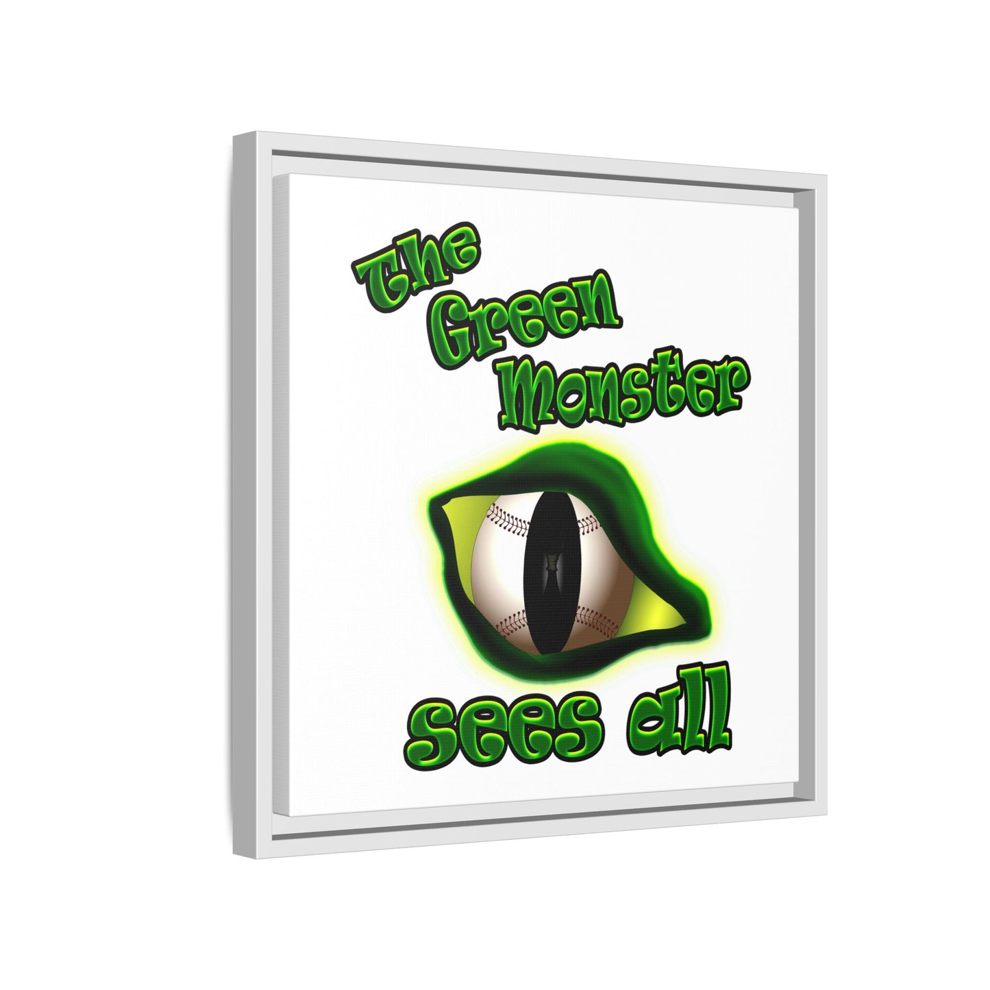 green monster - framed canvas art (white)