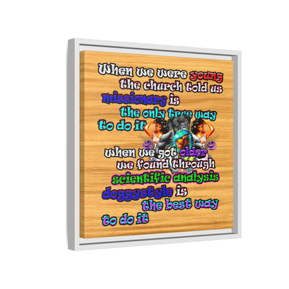 doggystyle - framed canvas art (butterscotch wood finish)