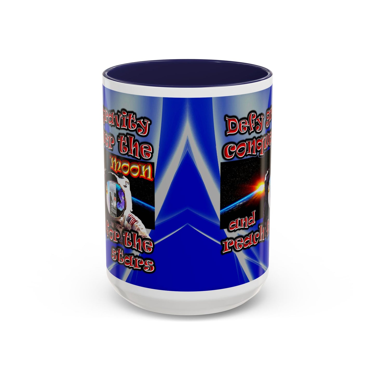 defy conquer reach - Accent Mug (blue-white wave)