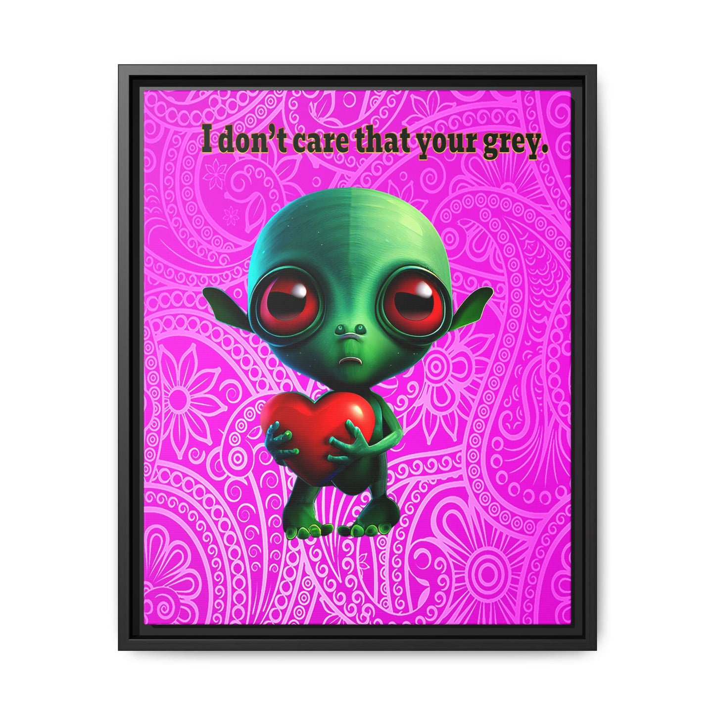 I don't care that your grey - framed canvas art (pink swirl)