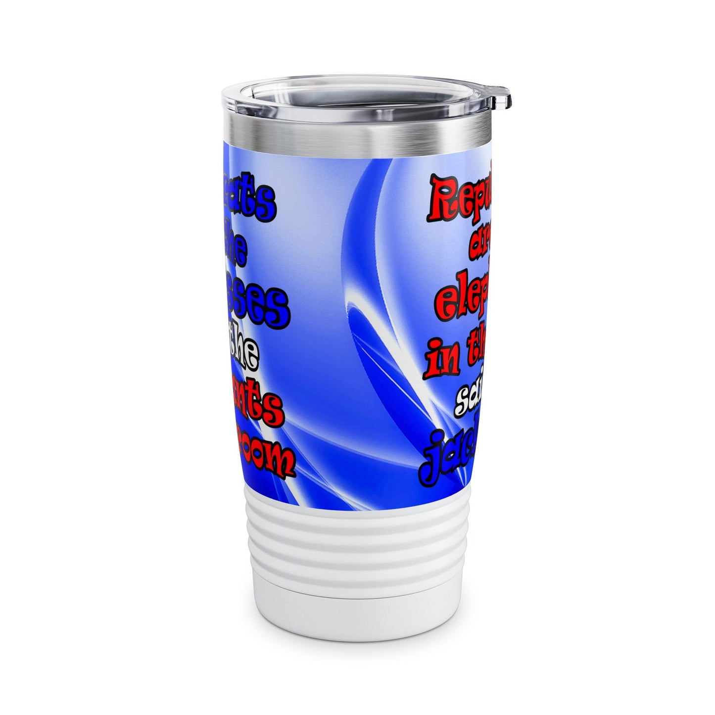 donkeys and elephants - Ringneck Tumbler, 20oz (blue-white wave)