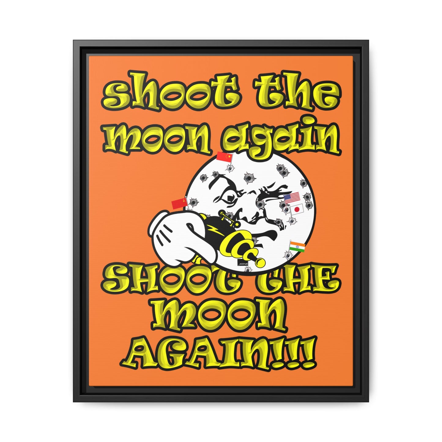 shoot the moon again - framed canvas art (crusta)