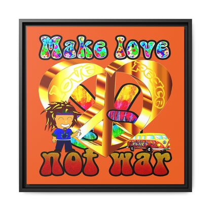 love peace - framed canvas art (orange)