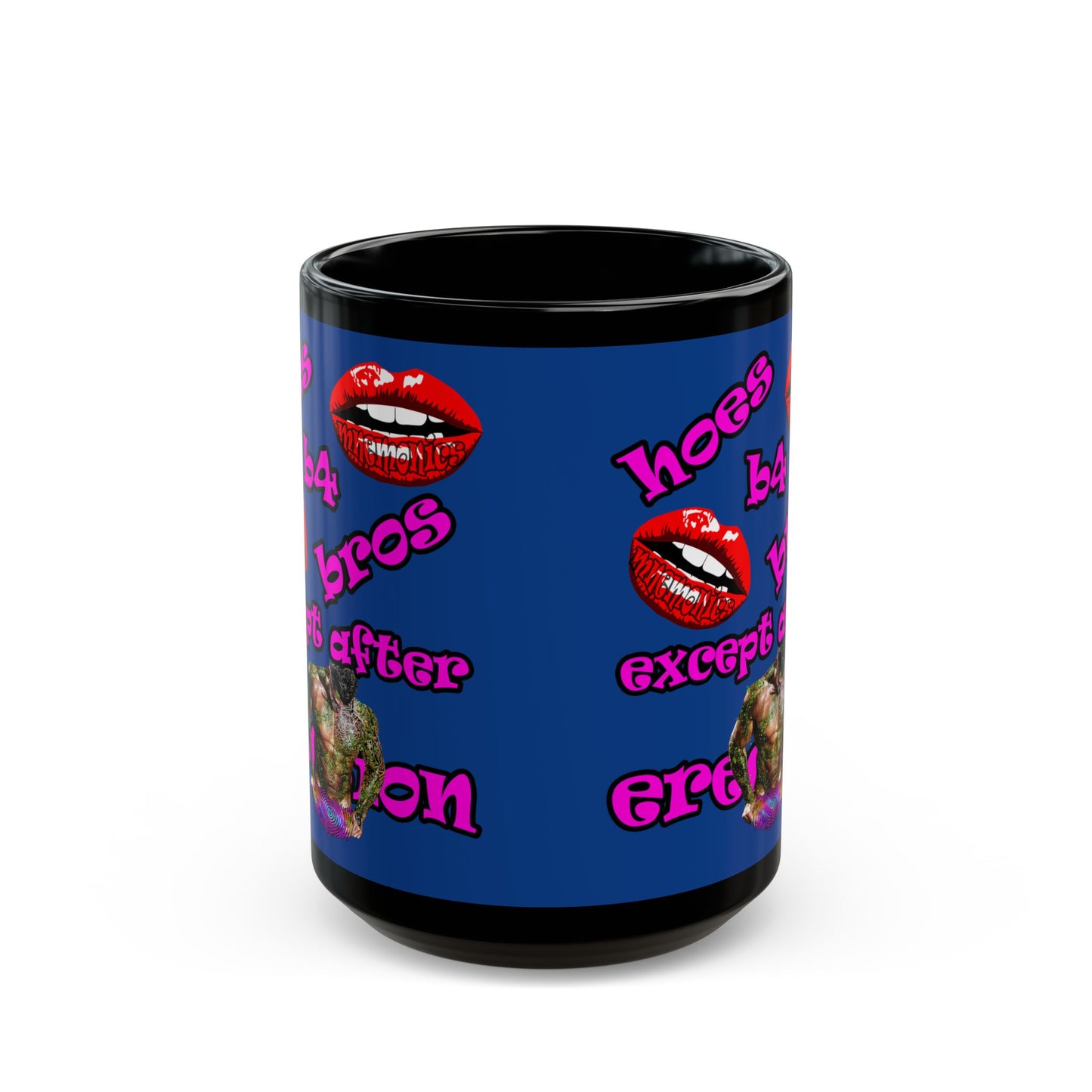 hoes b4 bros - Black Mug (dark blue)