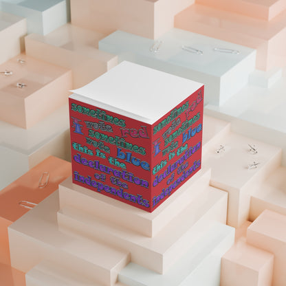 declaration of the independents - note cube (dark red)