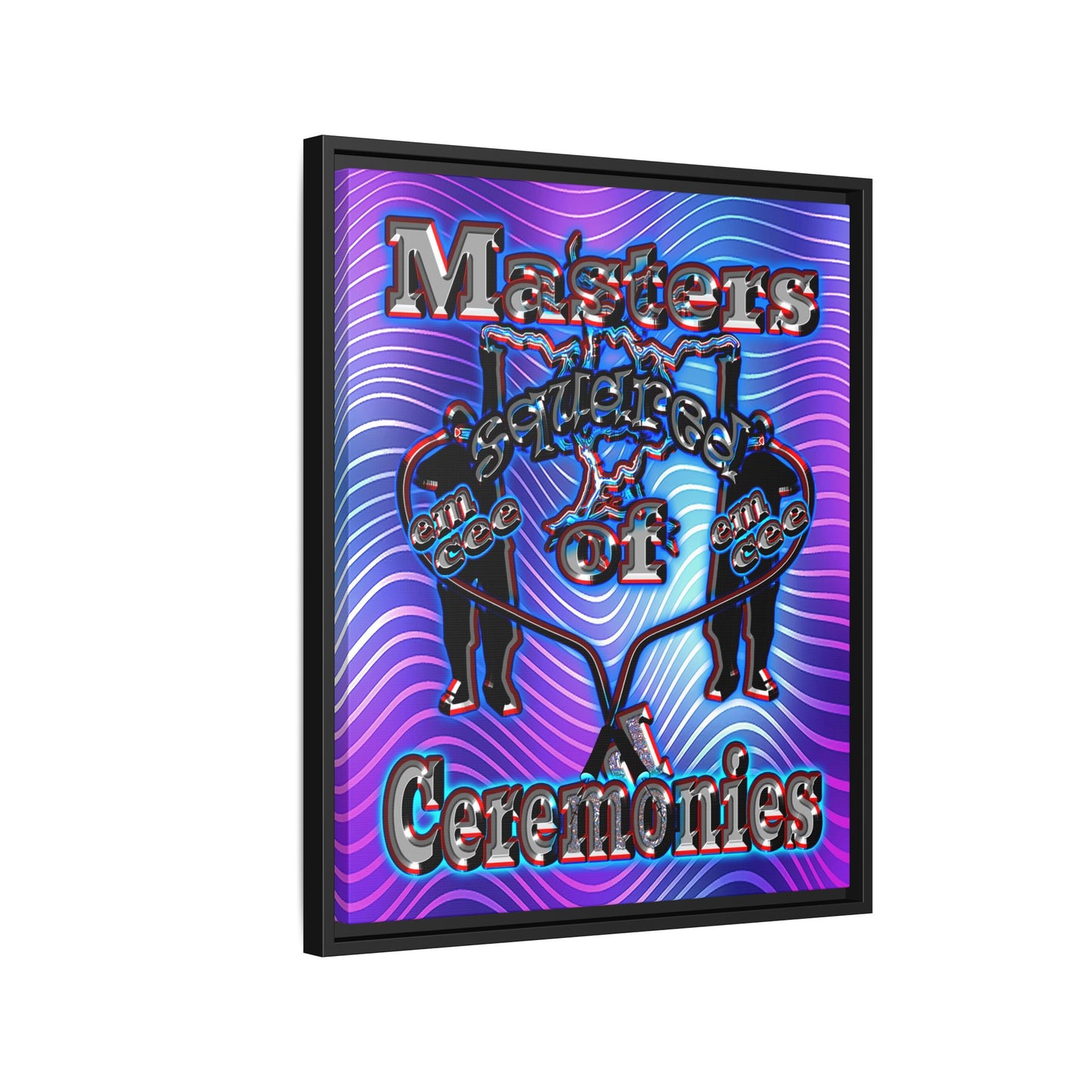 em cee squared - framed canvas art (purple wave)