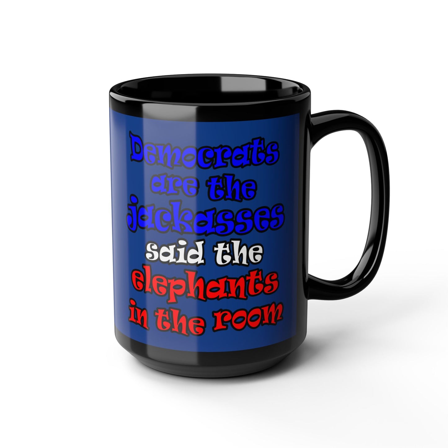 donkeys and elephants - Black Mug (dark blue)